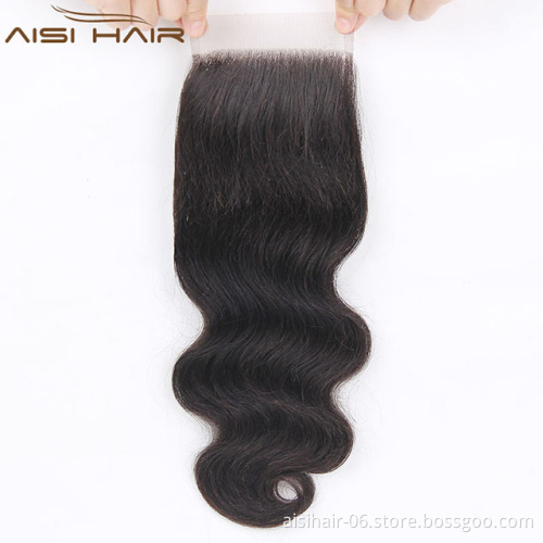Aisi Hair Top Quality Long Body Wave 4X4 Lace Closure ,  Indian Hair Extension